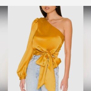 Lovers + Friends Gold One-Shoulder Blouse